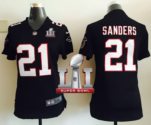 Nike Falcons #21 Deion Sanders Black Alternate Super Bowl LI 51 Women's Stitched NFL Elite Jersey